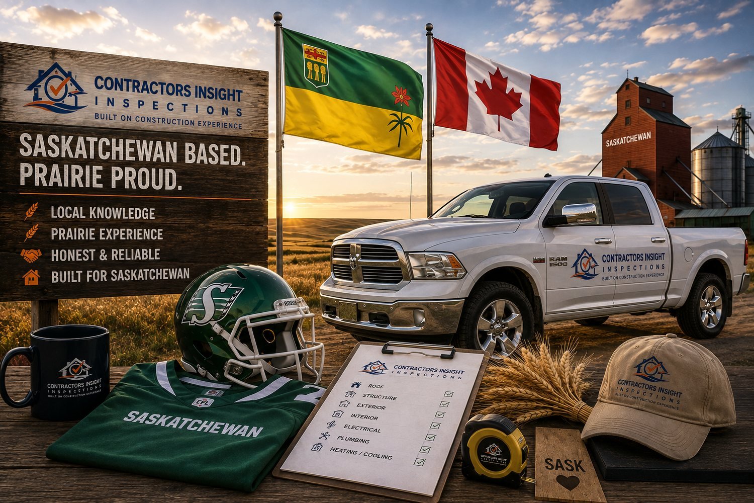 Saskatchewan-based inspection company &mdash; truck, gear and prairie setting